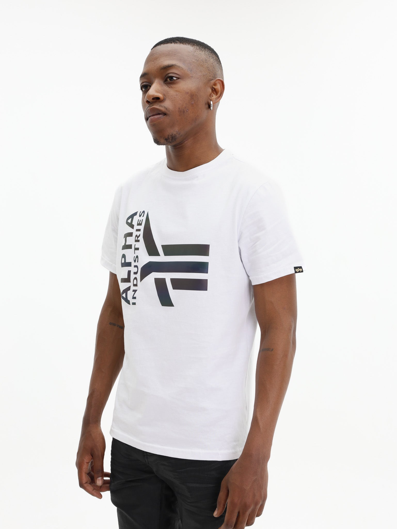 Alpha Industries T-Shirt Half Logo Rain White